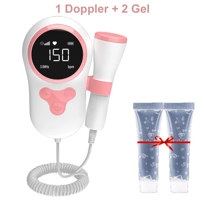 Doppler Cardiofrequenzimetro Fetale E Gel Heart Beat Gravidanza Baby Fetal Sound Rilevatore Di Frequenza Cardiaca Nessuna Radiazione Display LCD Curve