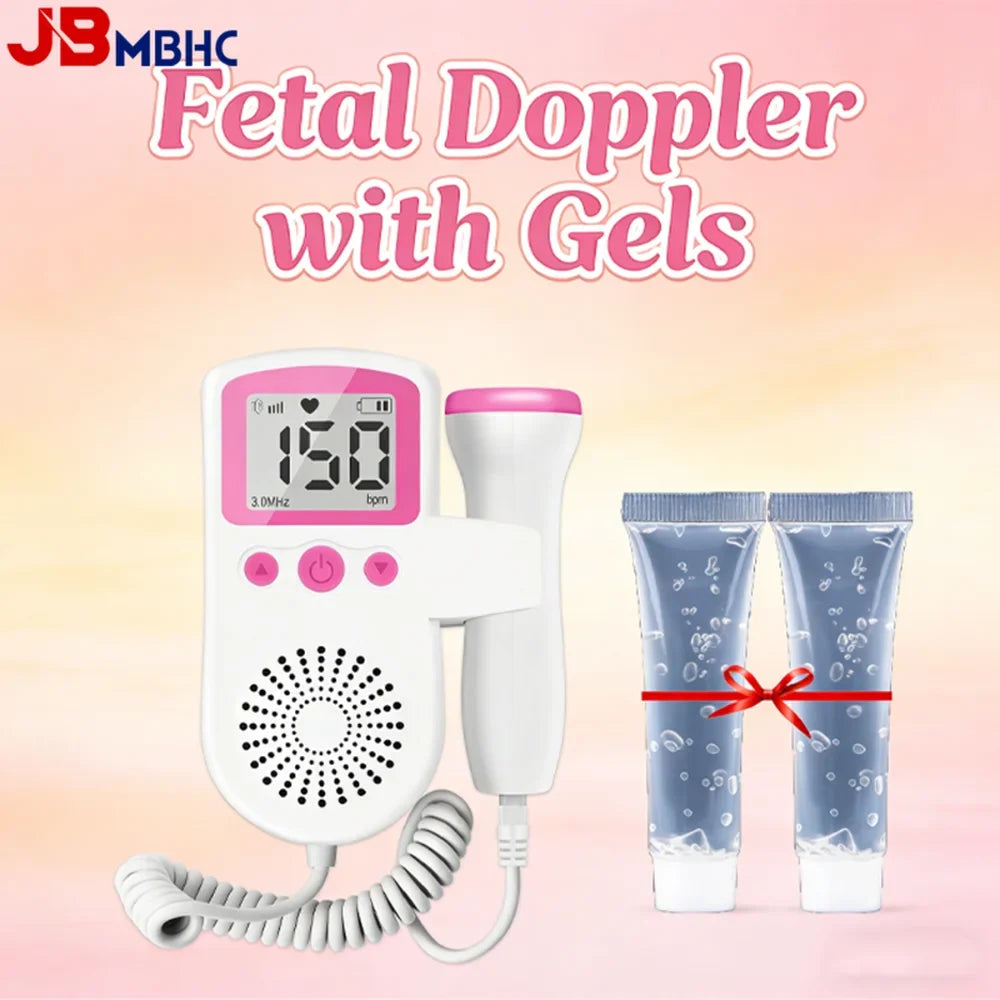 Doppler Cardiofrequenzimetro Fetale E Gel Heart Beat Gravidanza Baby Fetal Sound Rilevatore Di Frequenza Cardiaca Nessuna Radiazione Display LCD Curve